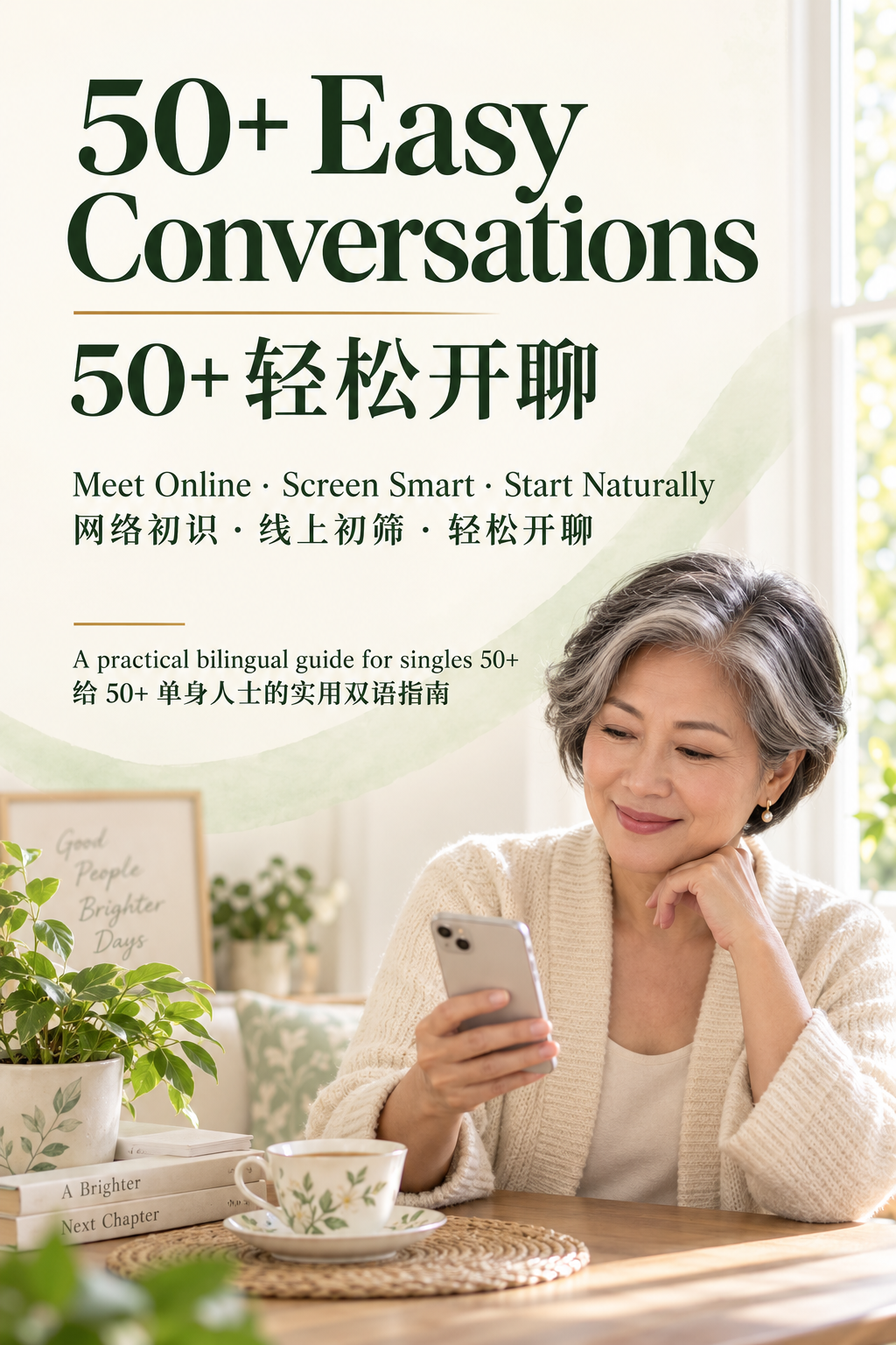 50+ Easy Conversations bilingual guide cover